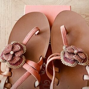 Elegant Beaded Flower Sandals